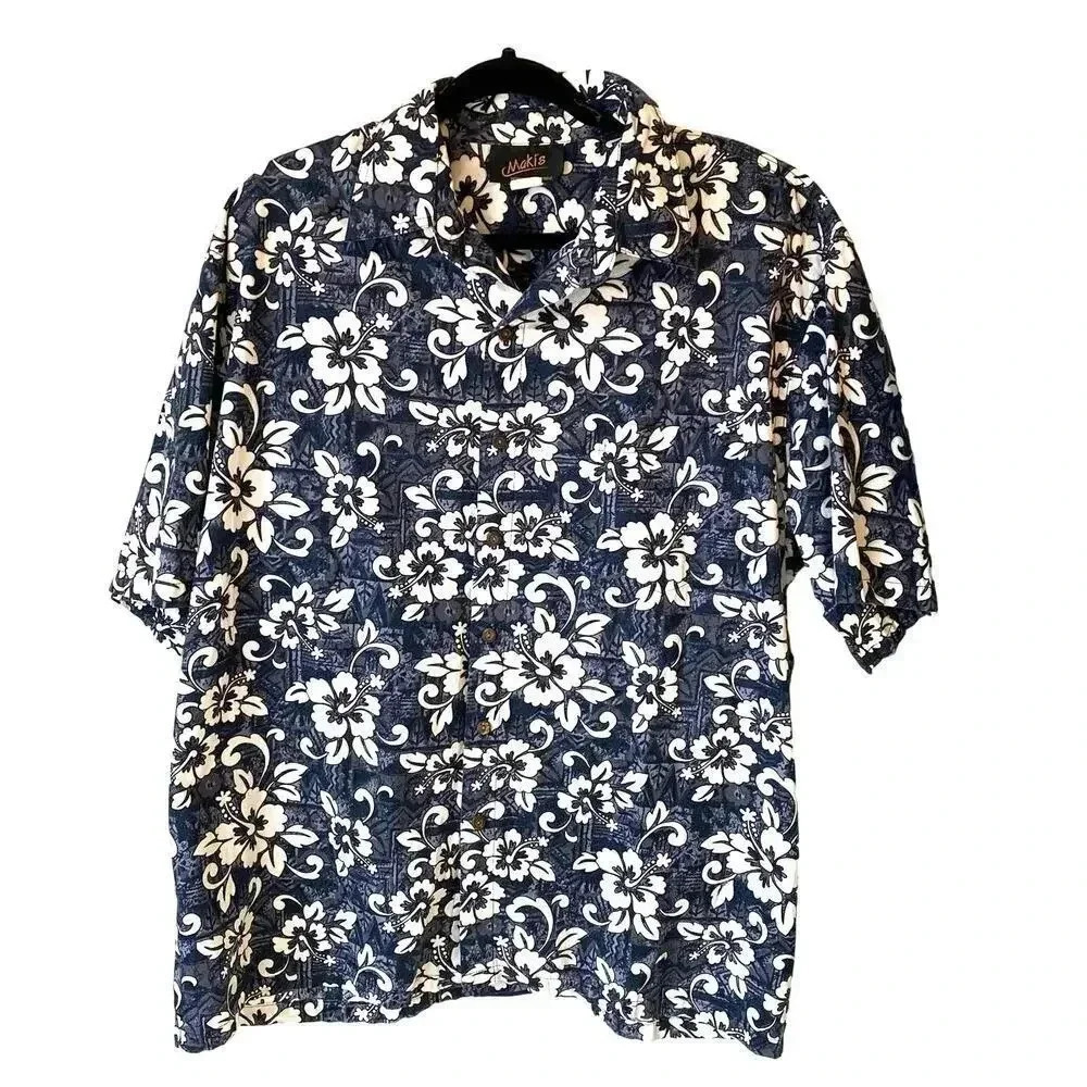 Markis Honolulu Hawaii Floral Print Button Up Hawaiian Shirt Mens Sz XL Pocket